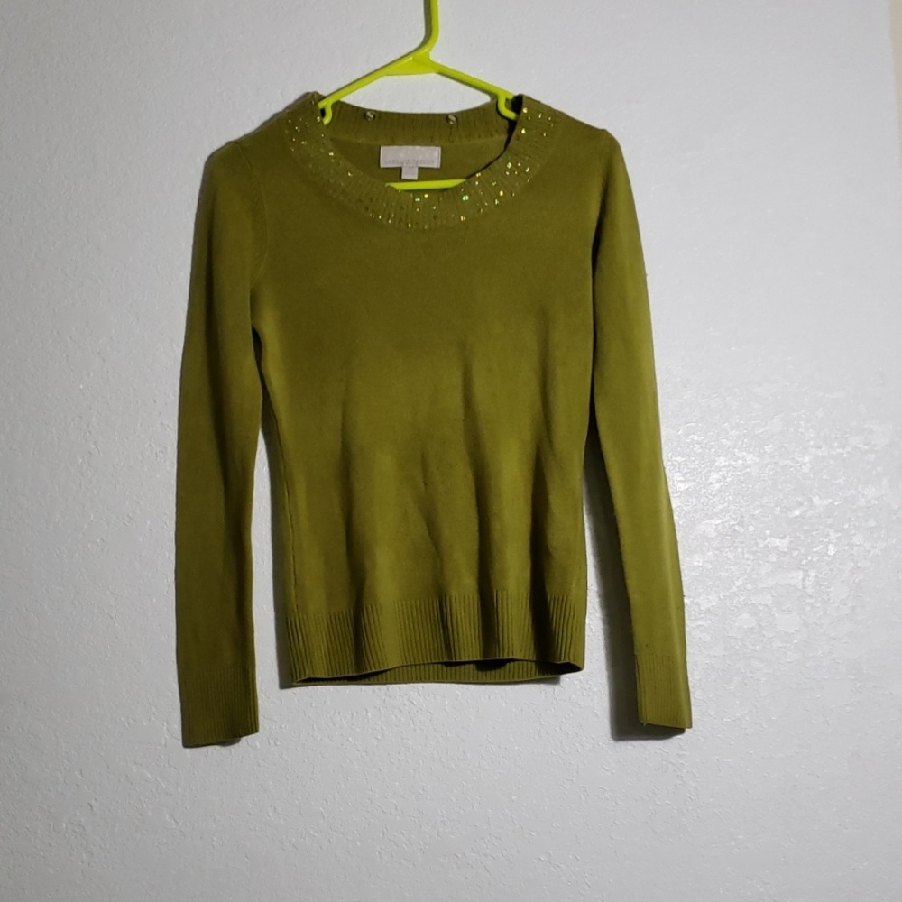 Lime sequined collared sweater petite small